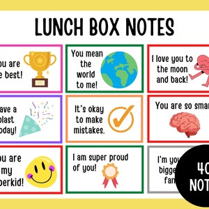 Druckbare Lunch Box Notizen, Lunch Box Notizen, Lunch Box Notizen für Kinder, Positive Affirmationen für Kinder