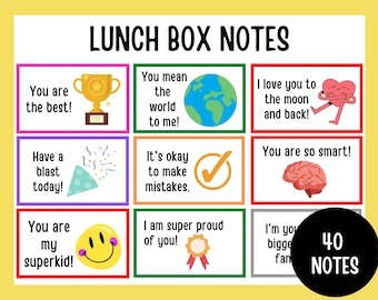 Druckbare Lunch Box Notizen, Lunch Box Notizen, Lunch Box Notizen für Kinder, Positive Affirmationen für Kinder