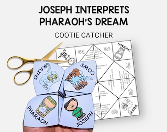 Joseph Interprets Pharaoh's Dream, Bible Story Cootie Catcher, Life of Joseph Sunday School Craft, Fortune Teller, VBS Christian Homeschool