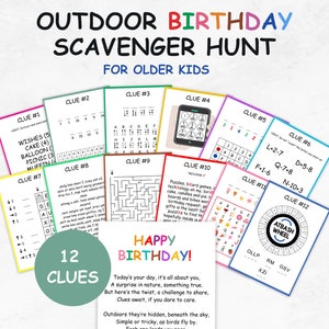 Teen Scavenger Hunt, Outdoor Birthday Treasure Hunt for Older Kids, Teenager Birthday Games, Teen and Tween Treasure Hunt, Digital Download