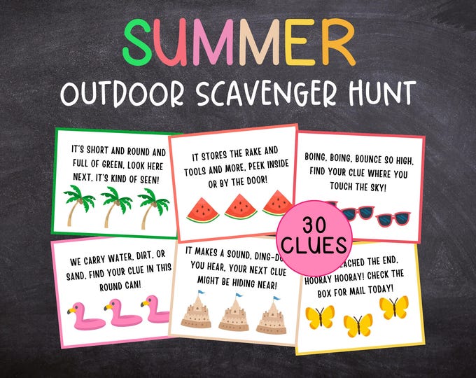 Summer Outdoor Scavenger Hunt for Kids, 25 Summer Hunt Clues, Editable ...