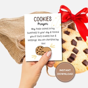 Kekse Gebetsanhänger, druckbare Cookie Austausch Gebetskarte, religiöse Sonntagsschule Anhänger, christliche Favor Tags, Kirchenbackaktivität