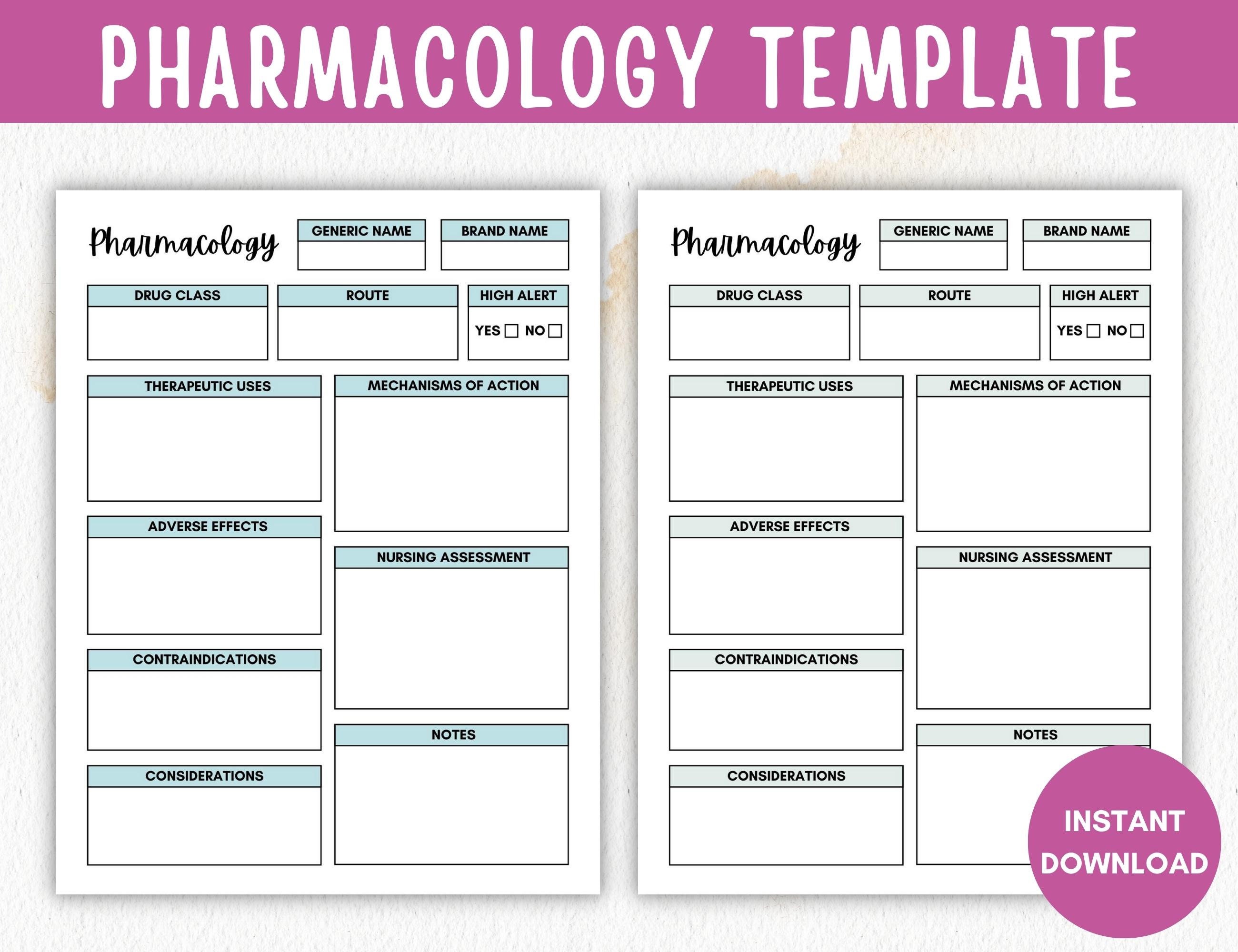 Printable Nursing Student Pharmacology Pharmacology Study - Etsy Printable Nursing Student Pharmacology Pharmacology Study - Etsy
