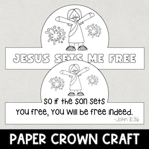 Freedom in Jesus, Printable 4th of July Faith Crown, Easy Sunday School Craft, Kids Bible Study, VBS Patriotic Christian Activity