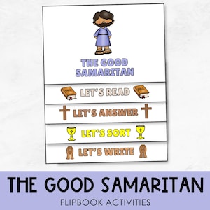 The Good Samaritan, Printable Bible Flipbook, Sunday School Craft, Kids Bible Lesson Activities, Jesus Parables, Christian Homeschool