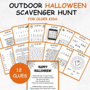 Halloween Scavenger Hunt, Outdoor Teen and Tween Treasure Hunt Game, Spooky Escape Room Clues for Older Kids, Yard Halloween Party Games