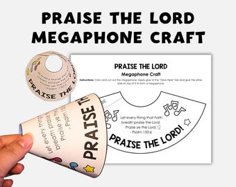 Praise the Lord, Megaphone Coloring Craft, Kids Sunday School Bible Study, VBS Childrens Church, Christian Homeschool Printable Activity
