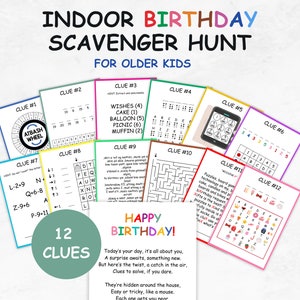 Teen Scavenger Hunt, Indoor Birthday Treasure Hunt for Older Kids, Teenager Birthday Games, Teen and Tween Treasure Hunt, Digital Download