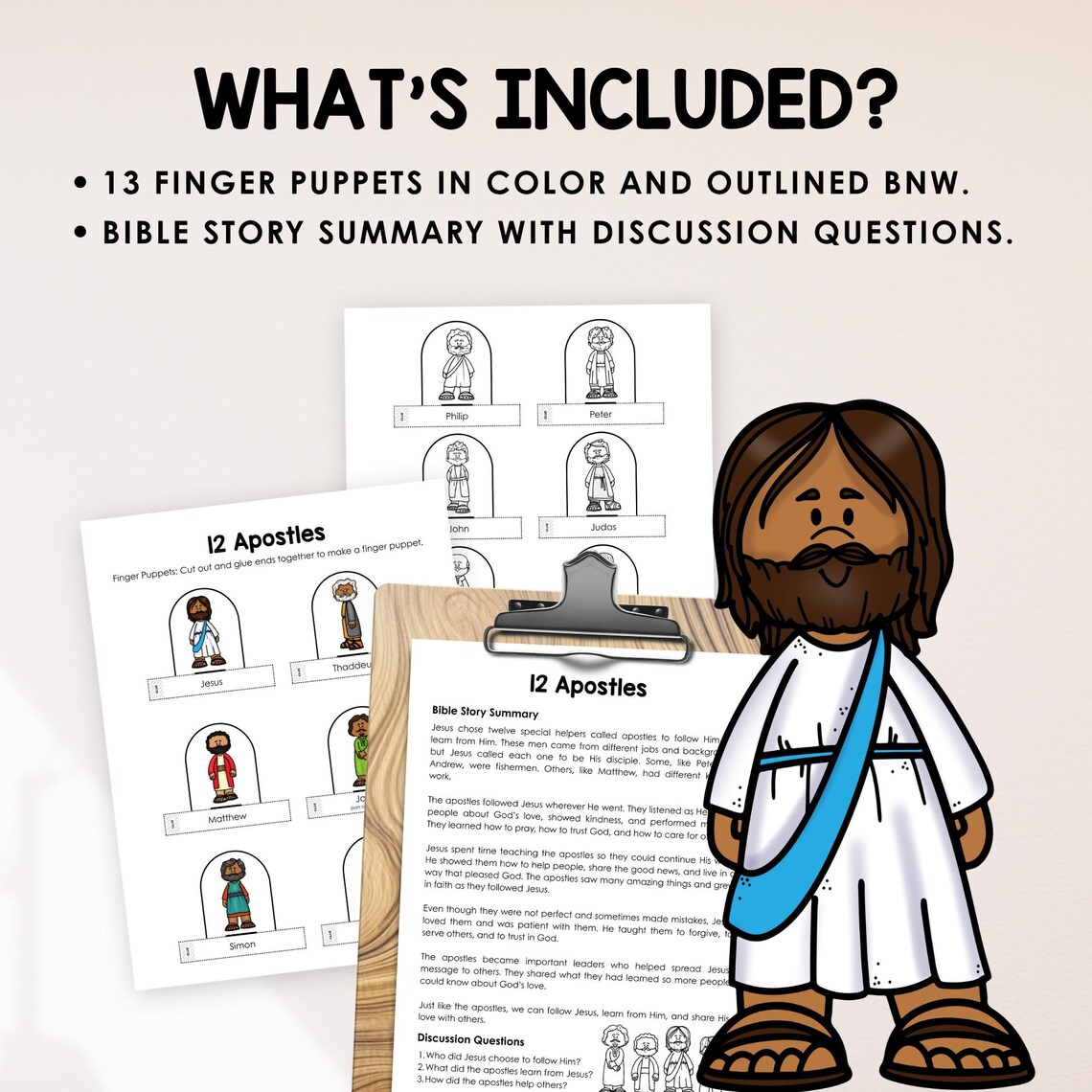 12 Disciples of Jesus Story Craft, Twelve Apostles Printable Finger ...
