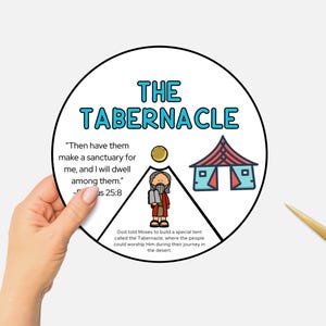 The Tabernacle Craft, Printable Bible Coloring Wheel, Sunday School, Kids Bible Study, Tabernacle of Moses Bible Story Spinning Wheel