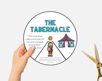 The Tabernacle Craft, Printable Bible Coloring Wheel, Sunday School, Kids Bible Study, Tabernacle of Moses Bible Story Spinning Wheel