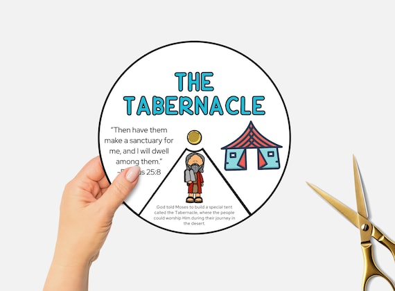 The Tabernacle Craft, Printable Bible Coloring Wheel, Sunday School, Kids Bible Study, Tabernacle of Moses Bible Story Spinning Wheel