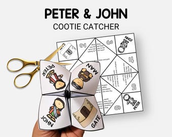 Peter and John Heal, Printable Bible Cootie Catcher, Sunday School Craft, Kids Bible Study Fortune Teller, Christian VBS Story Activity