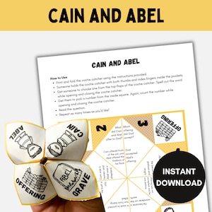 Kain und Abel, Sonntagsschule Handwerk, druckbare Bibel Handwerk, Cootie Catcher, Bibelstunden für Kinder, Wahrsagerin, digitaler Download