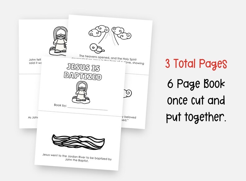 Baptism of Jesus, Printable Bible Lesson Mini Book, Life of Jesus ...