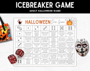 Halloween Dice Game, Adult Party Games, Fun Printable Icebreaker Questions, Get To Know You, Office Halloween Games, Team Building