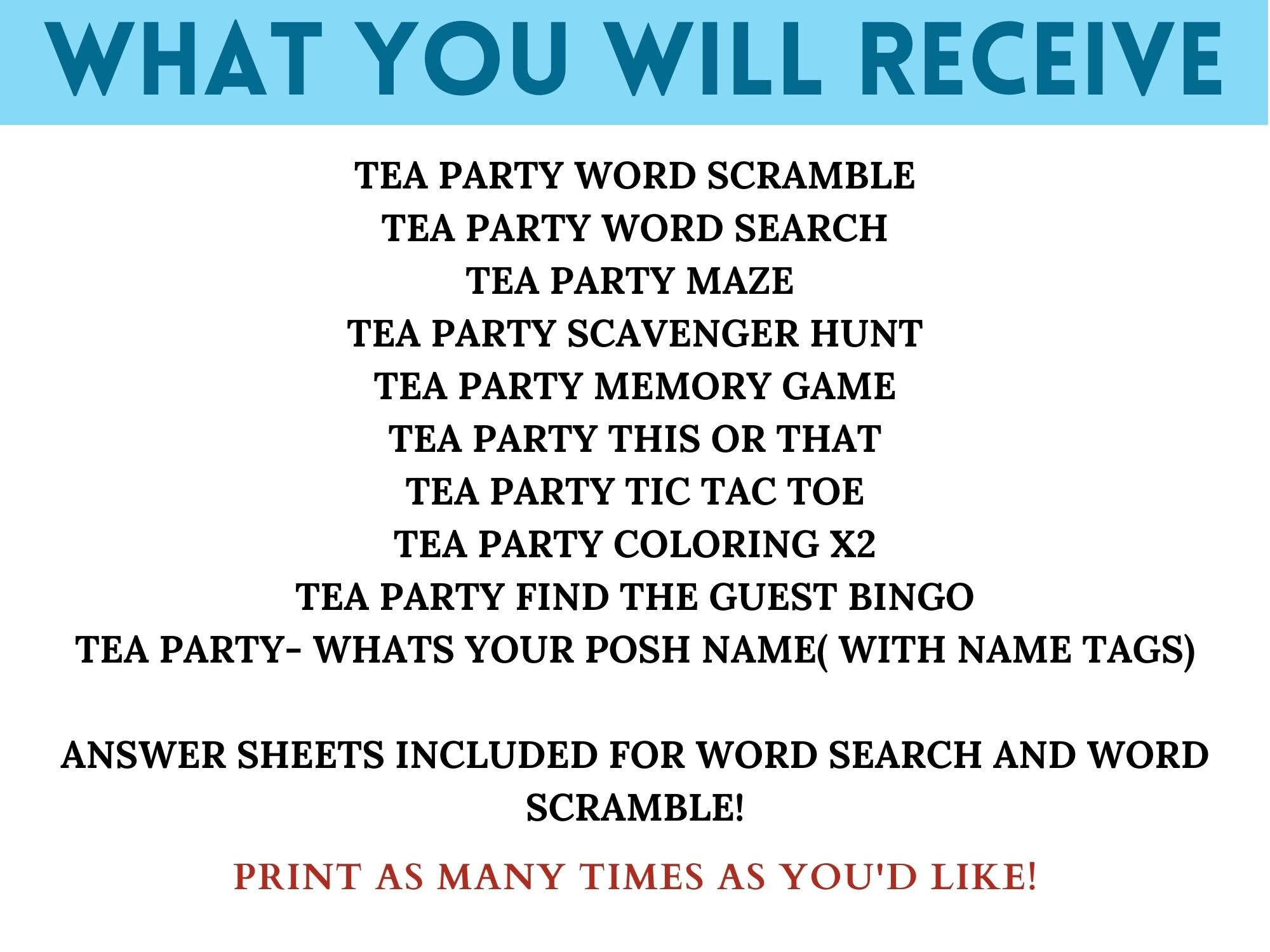 Kids Tea Party Games Tea Party for Girls Tea Party Games - Etsy