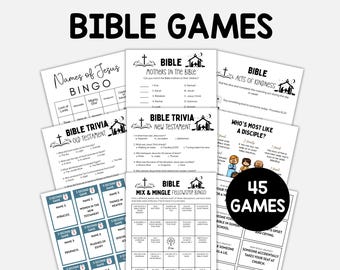 45 Printable Bible Games, Youth Group Games, Christian Games, Sunday School, Church Activities for Kids and Adults, Fun Bible Study