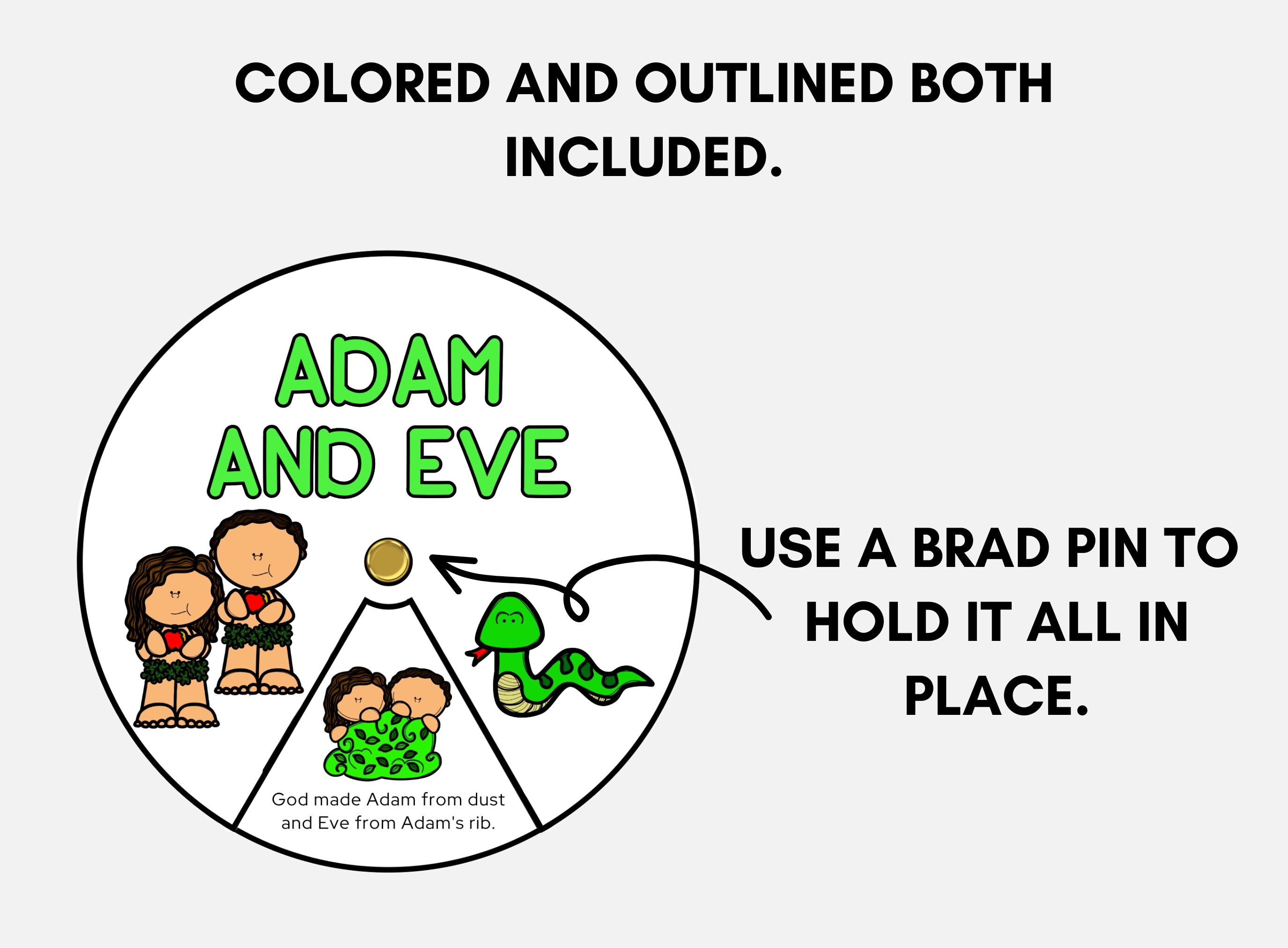 Adam and Eve, Bible Lesson Coloring Wheel, Sunday School Craft, Kids ...