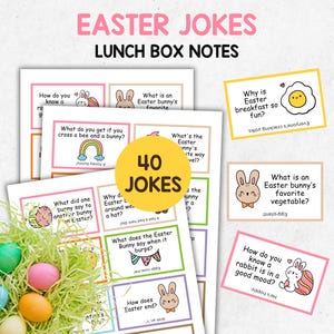Funny Easter Lunchbox Jokes for Kids, 40 Lunchbox Notes, Easter Basket Stuffers, Printable Lunch Notes, Dad Joke Cards, Digital Download