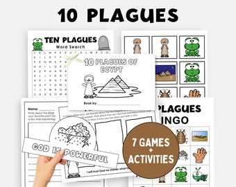 Le 10 piaghe d'Egitto, lezione biblica su Mosè, pacchetto di attività per la scuola biblica estiva, lavoretti per la scuola domenicale sull'Esodo, giochi per bambini sulla Pasqua ebraica, bingo, ricerca di parole