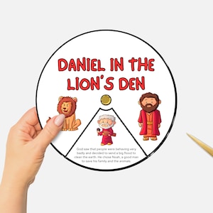 Daniel in der Löwenhöhle, druckbares Farbrad, Sonntagsschule Papierhandwerk, Kinderbibelstudien-Spinnrad