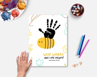 Bible Scripture Handprint Art, Printable Christian Handprint Craft, Sunday School, World Kindness Day, Kids Homeschool Activity
