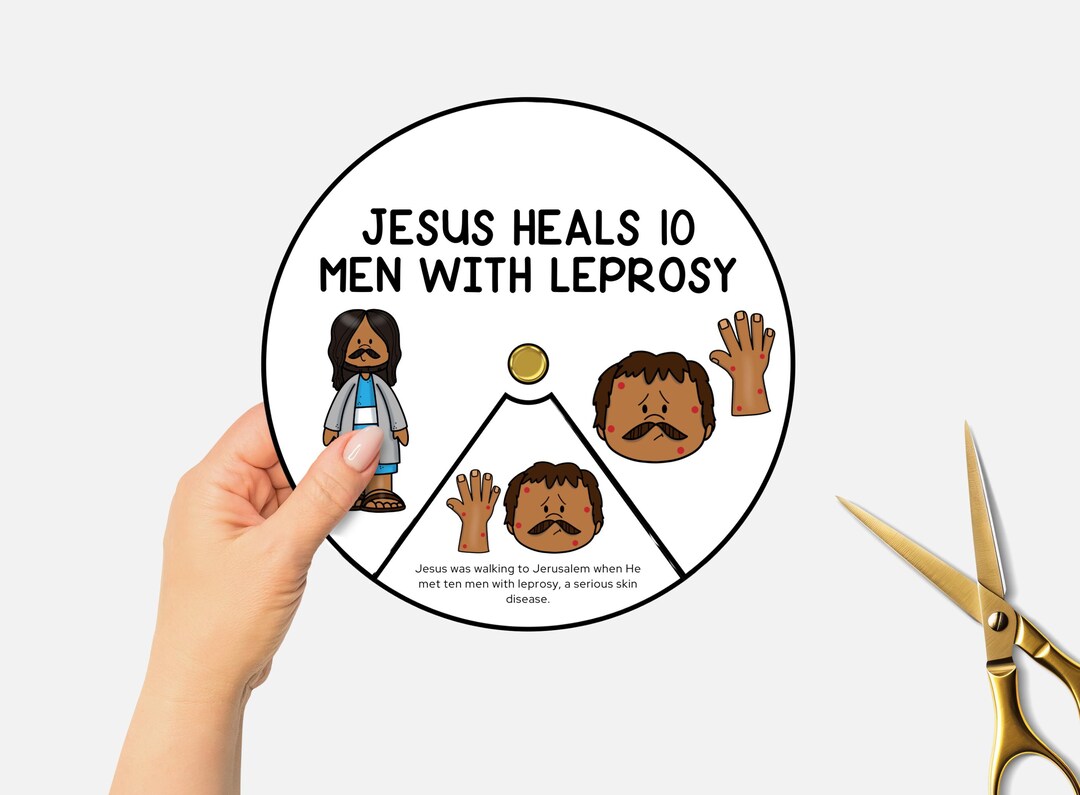 Jesus Heals 10 Men With Leprosy, Printable Bible Coloring Wheel