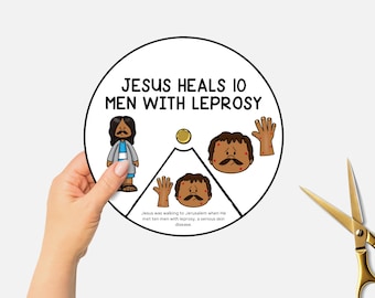 Jesus Heals 10 Men With Leprosy, Printable Bible Coloring Wheel