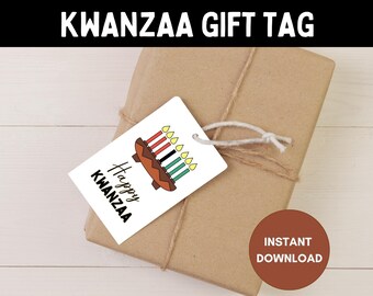 Printable Kwanzaa Gift Tag, Kwanzaa Gift Tags Printable, African Culture, African Tradition, Happy Kwanzaa Tag, Printable Gift Tag