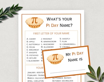 What's Your Pi Day Name, Pi Day Game, Fun Pi Day Activity for Kids and Adults, Pi Day Party, Math Teacher, Math Classroom, Digital Download