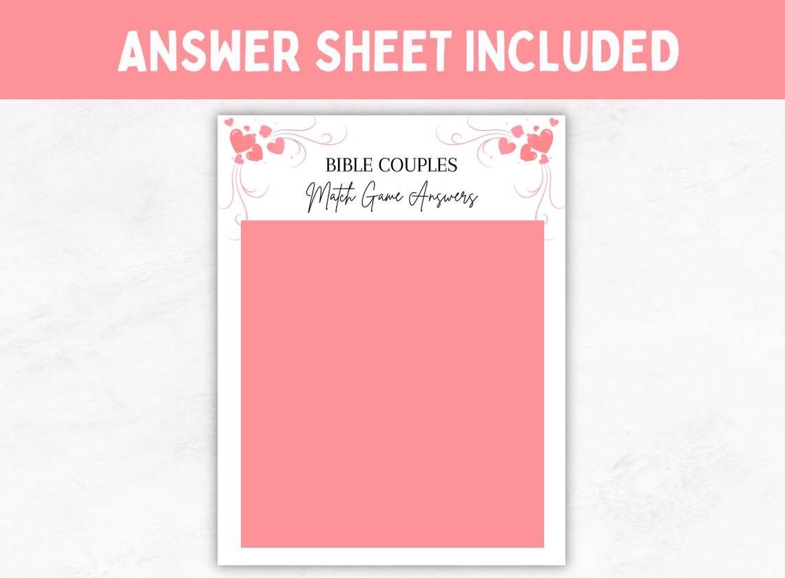 Bible Couples Match Game, Printable Valentines/galentines Day Games for ...