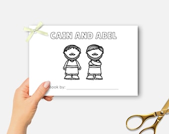 Cain and Abel, Printable Mini Bible Book, Sunday School Craft, Kids Bible Lesson Coloring Activity, Half Page Bible Story Book