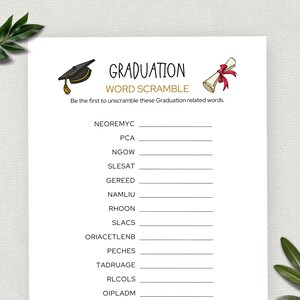 Graduation Word Scramble, Printable Graduation Party Game, Fun High School/College/University Graduation Activity, Grad Game