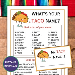 Whats Your Taco Name, Whats My Taco Name, Cinco De Mayo Games, Taco ...