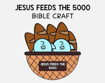 Jesus Feeds 5000, 5 Loaves 2 Fish Craft, Miracles of Jesus Bible Lesson, Sunday School Religious Activity, VBS Christian Coloring Printable