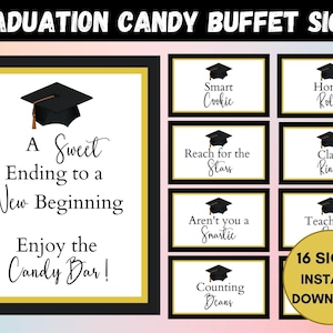 Graduation Candy Bar, Grad Party Favors, Candy Buffet Signs, Candy Buffet Labels, Candy Bar Sign, Printable Graduation Candy Bar Sign