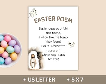 Printable Easter Poem for Kids, Religious Easter Story, Easter Basket Filler, Easter Favors, Sunday School, Digital Download