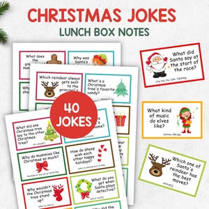 Christmas Jokes for Kids, 40 Christmas Cracker Jokes, Lunchbox Jokes, Lunchbox Notes, Advent Calendar Jokes, Elf Jokes, Funny Christmas