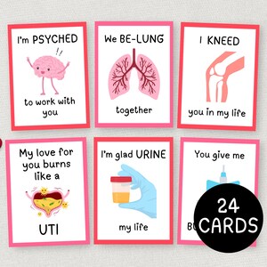 Infirmière Saint-Valentin, 24 étiquettes-cadeaux imprimables pour la Saint-Valentin médecin, cartes médicales drôles de la Saint-Valentin pour infirmière autorisée, étudiante, employé de la santé, collègue