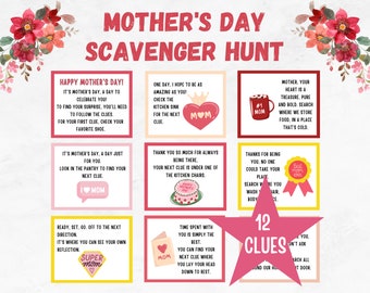 Mother's Day Scavenger Hunt, Indoor Treasure Hunt Clues, Surprise Present for Mom, Best Gift for Mum, Mothers Day Activity, Digital Download