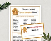 What's Your Gingerbread Name, Fun Gingerbread Party Game for Kids and Adults, Christmas Game, Office Xmas Name Game, Digital Download