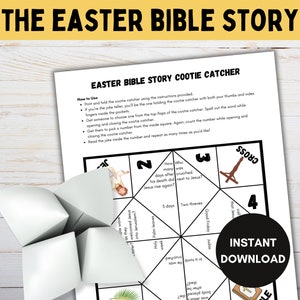 Easter Bible Story Cootie Catcher, Printable Cootie Catcher, Sunday School Activity for Kids, Paper Craft, Fortune Teller, Palm Sunday