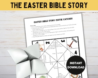 Easter Bible Story Cootie Catcher, Printable Cootie Catcher, Sunday School Activity for Kids, Paper Craft, Fortune Teller, Palm Sunday