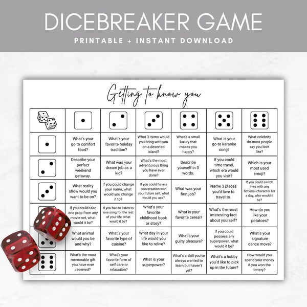Get to Know You Dice Roll and Tell Icebreaker - Etsy UK