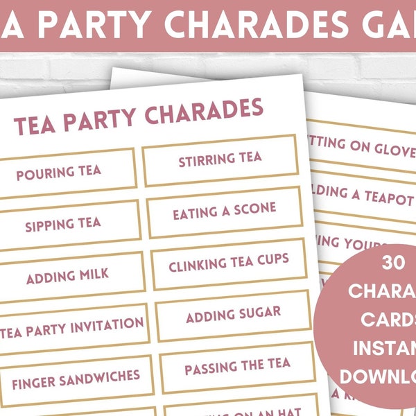 Tea Party Charades, Printable Charades Game, Tea Party Games, Tea Party Activities, Garden Tea Party, Tea Party Printable, Tea Party
