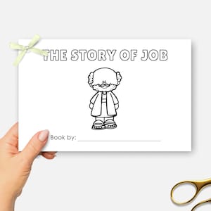 The Story of Job, Printable Mini Bible Book, Sunday School Craft, Kids Bible Lesson Coloring Activity, Half Page Bible Story Book