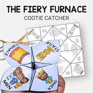 Fiery Furnace, Bible Story Cootie Catcher, Sunday School Craft for Kids, Fortune Teller, VBS Activity, Christian Homeschool Printable