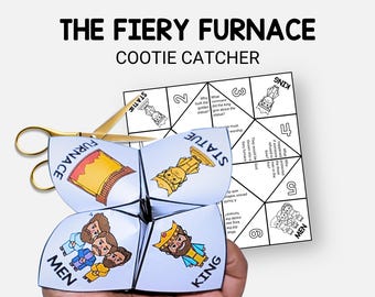 Fiery Furnace, Bible Story Cootie Catcher, Sunday School Craft for Kids, Fortune Teller, VBS Activity, Christian Homeschool Printable