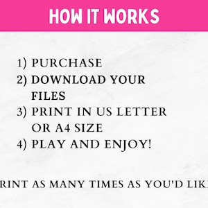 May include: How to use printable files: Purchase, download, print on US Letter or A4 paper, and enjoy! Print as many times as you'd like.